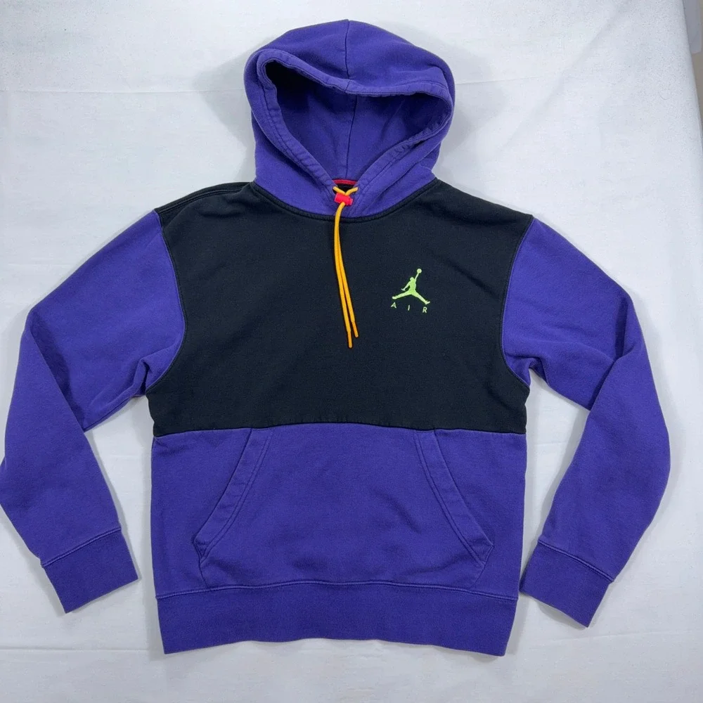 Jordan Hoodie Jumpman Air‎ Colorblock Fleece Size Small Purple Black Neon